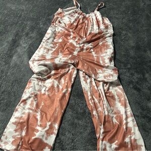 Stylish Tie-Dye Jumpsuit in Pink and White